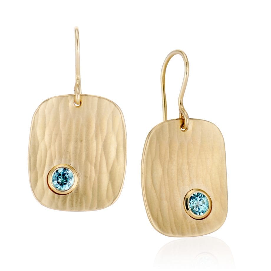 Metolius Crest Earrings - EcoGold Blue Zircon